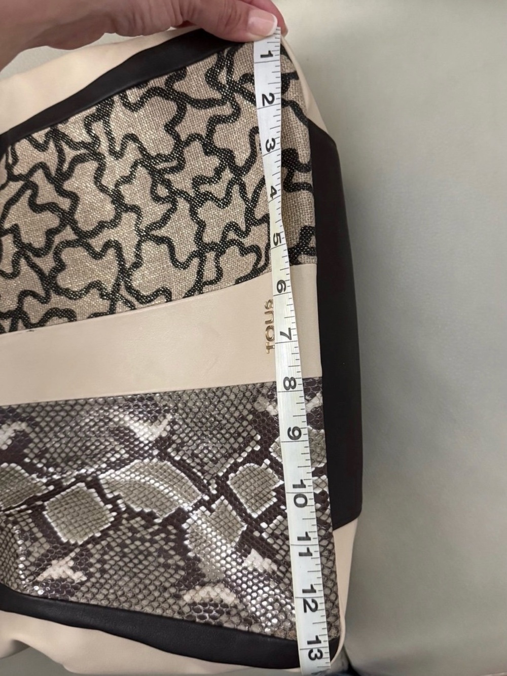 Tous Beige & Brown Patterned Shoulder Hobo (with damages) - Picture 9 of 12